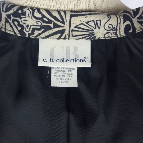 VTG CB COLLECTIONS AZTEC CREAM BLACK BLAZER SZ M - Picture 7 of 7